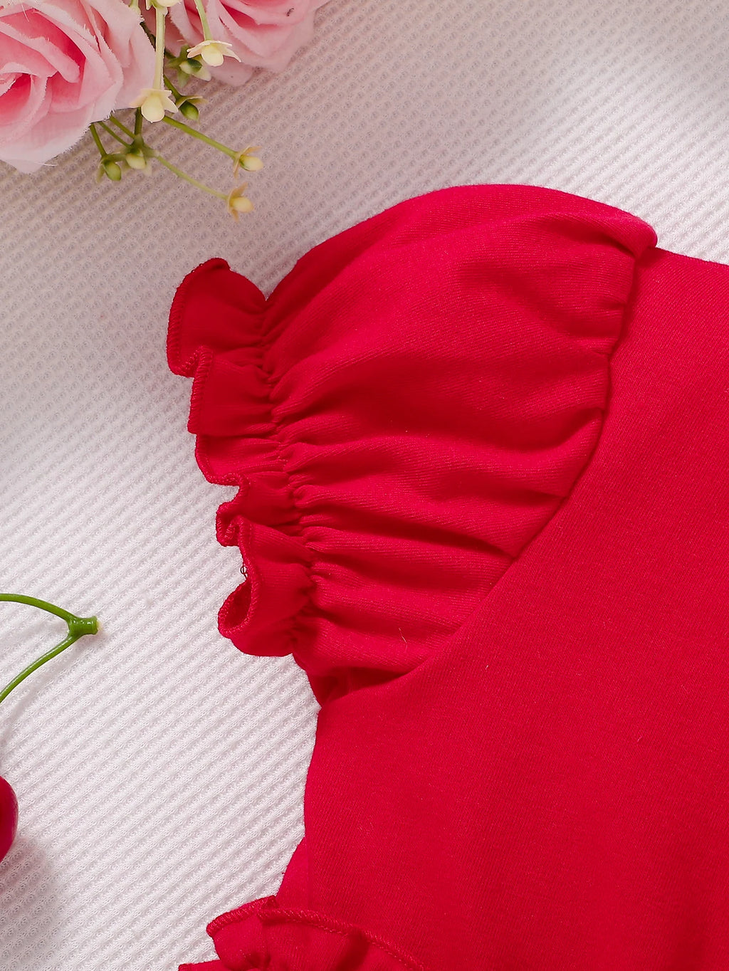 Girls' Cherry Embroidery Net Dress