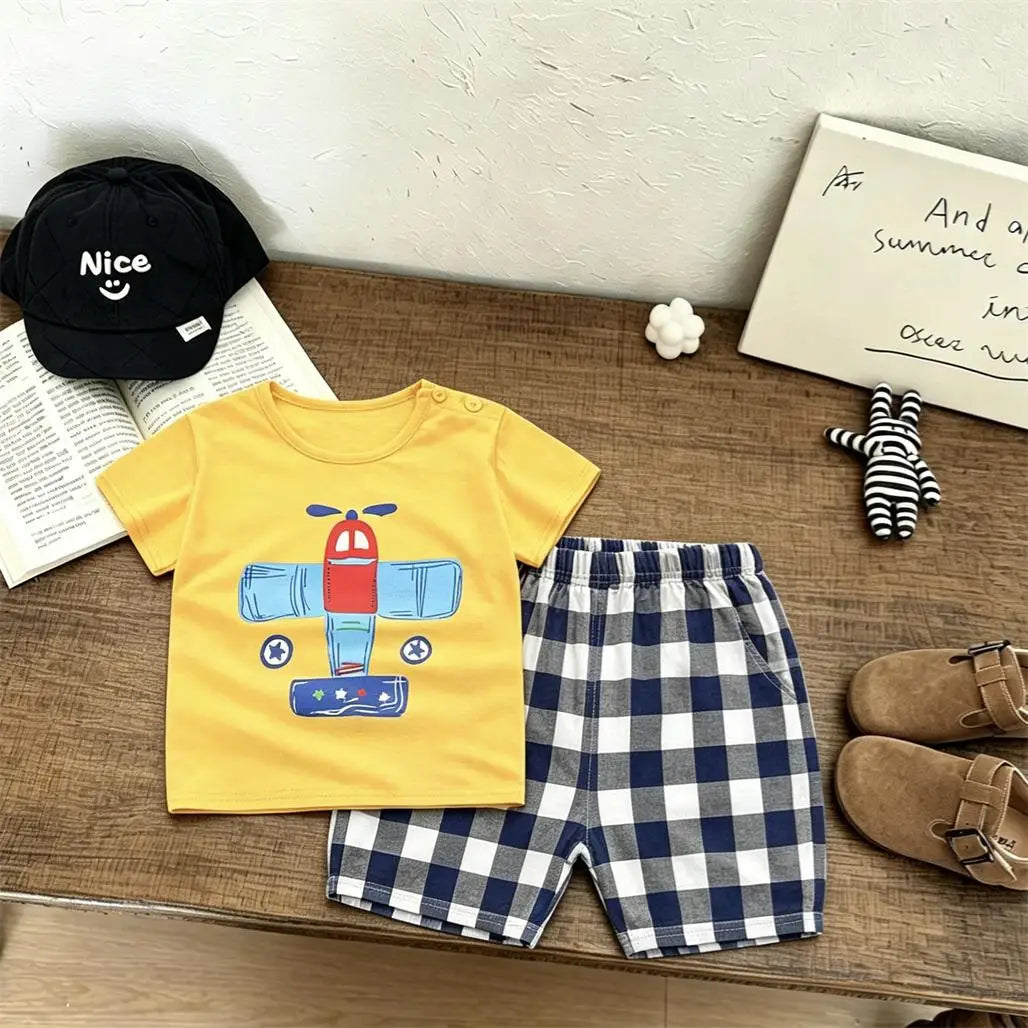 Kids' Cartoon T-Shirt & Shorts Set – Summer Two-Piece Outfit for Boys & Girls