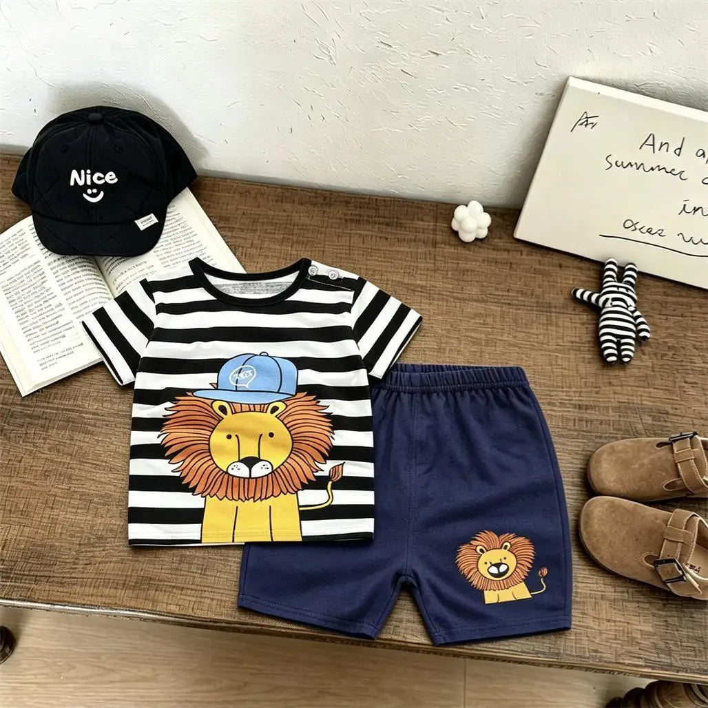 Kids' Cartoon T-Shirt & Shorts Set – Summer Two-Piece Outfit for Boys & Girls