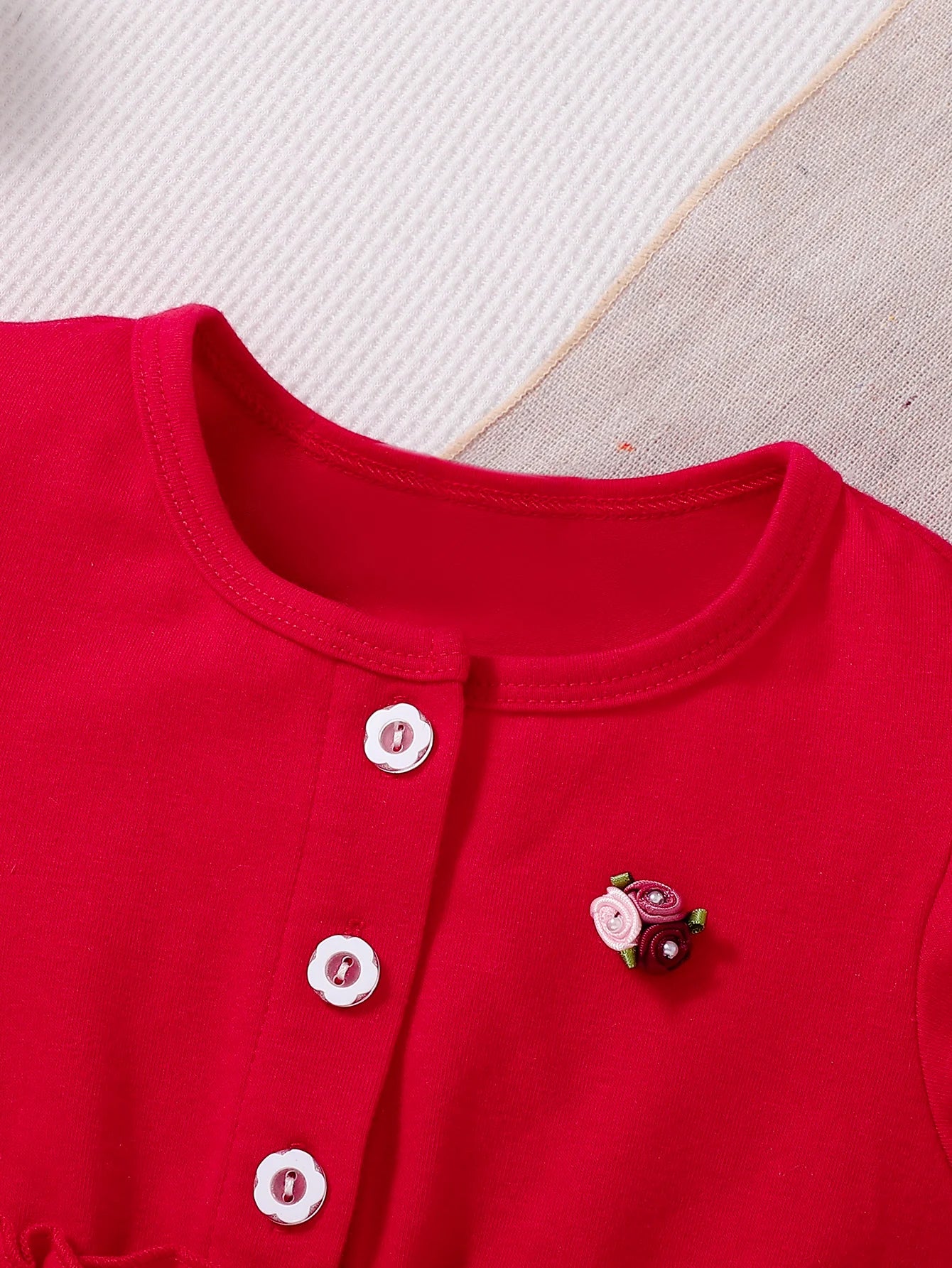 Girls' Cherry Embroidery Net Dress